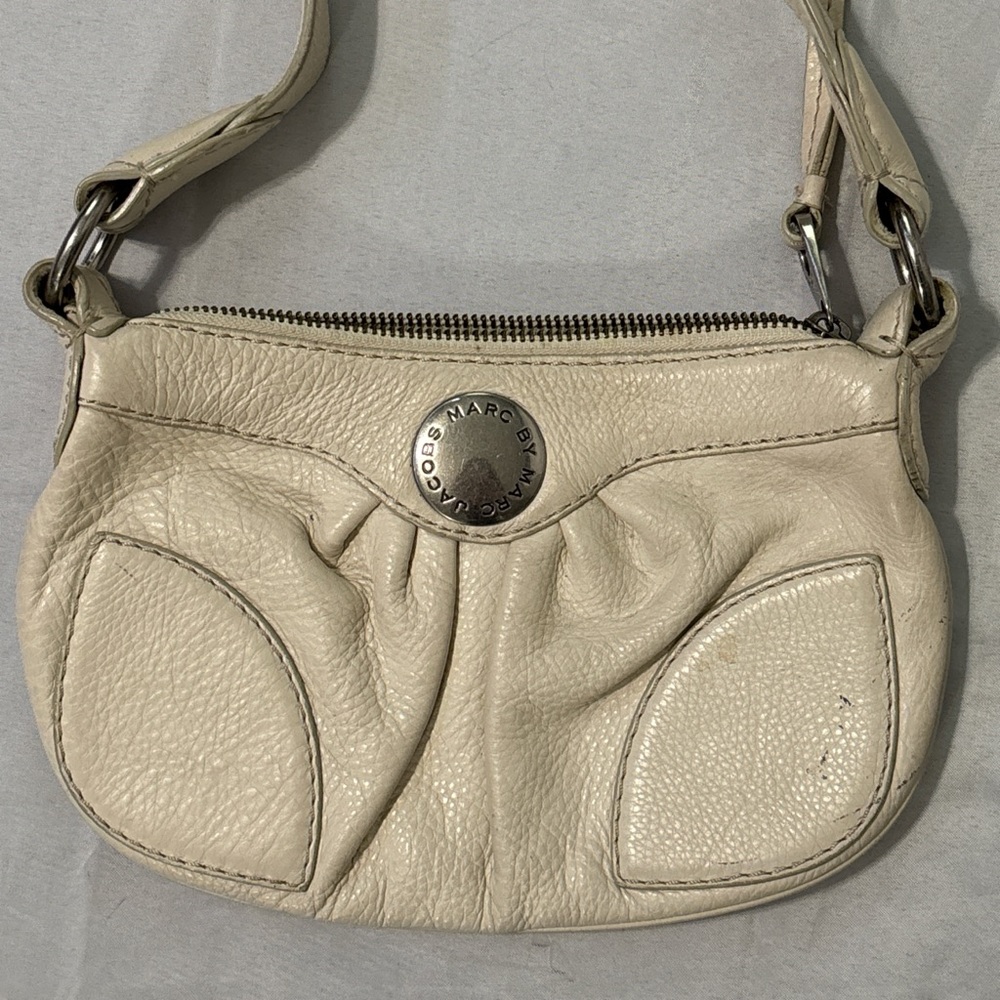 Marc by Marc Jacobs Cream Pebbled Y2k Leather Shoulder Bag